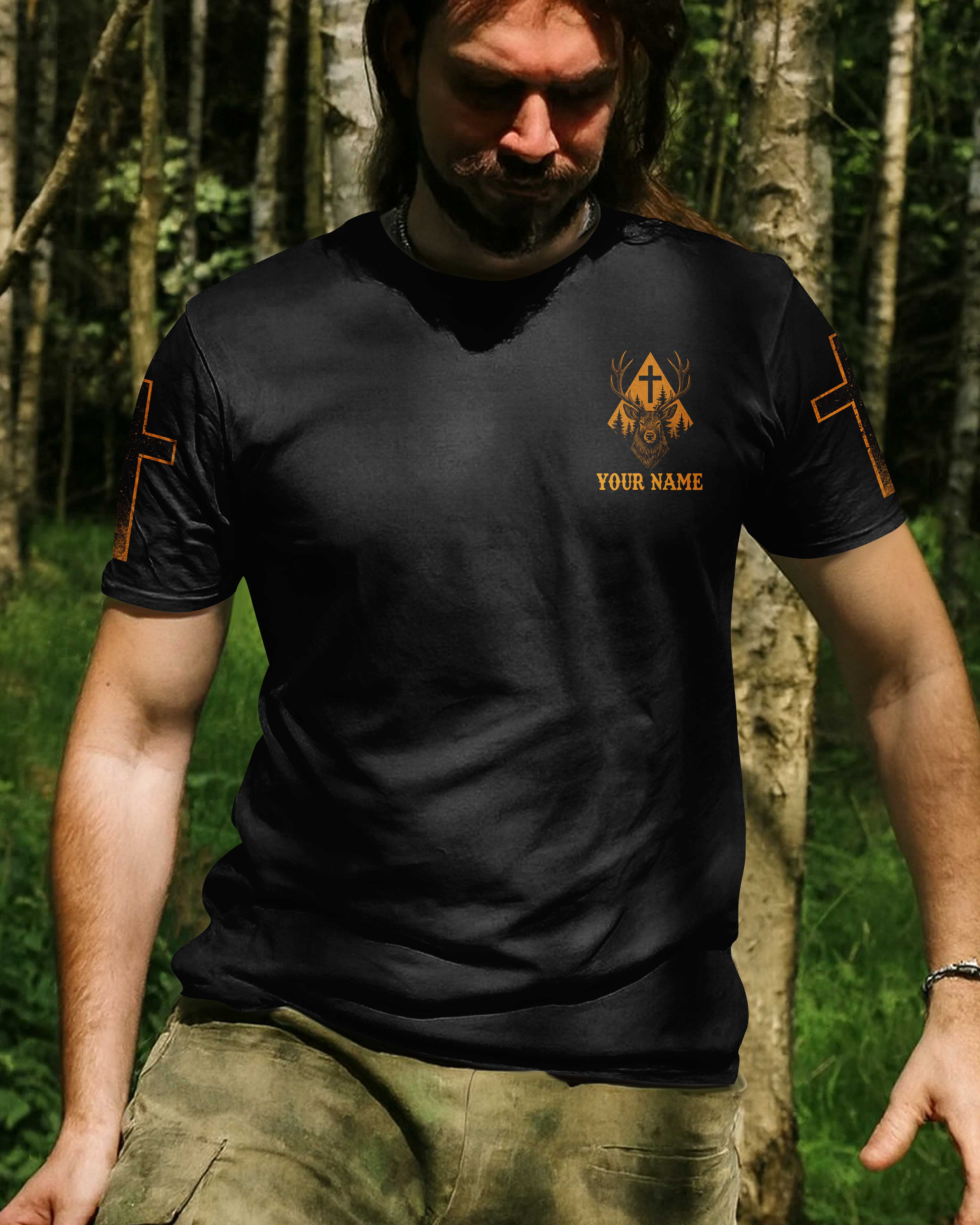 Through Every Hunt And Every Storm I Walk By Faith And Not By Sight Custom Name T-Shirt