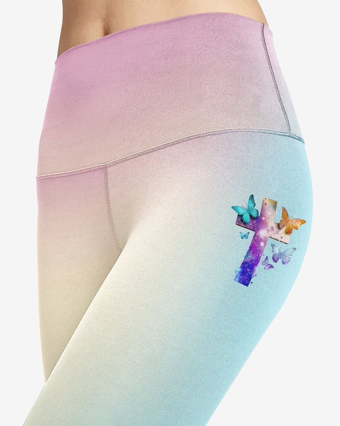 Butterfly Faith Hope Love All Over Print Leggings - Christ Color