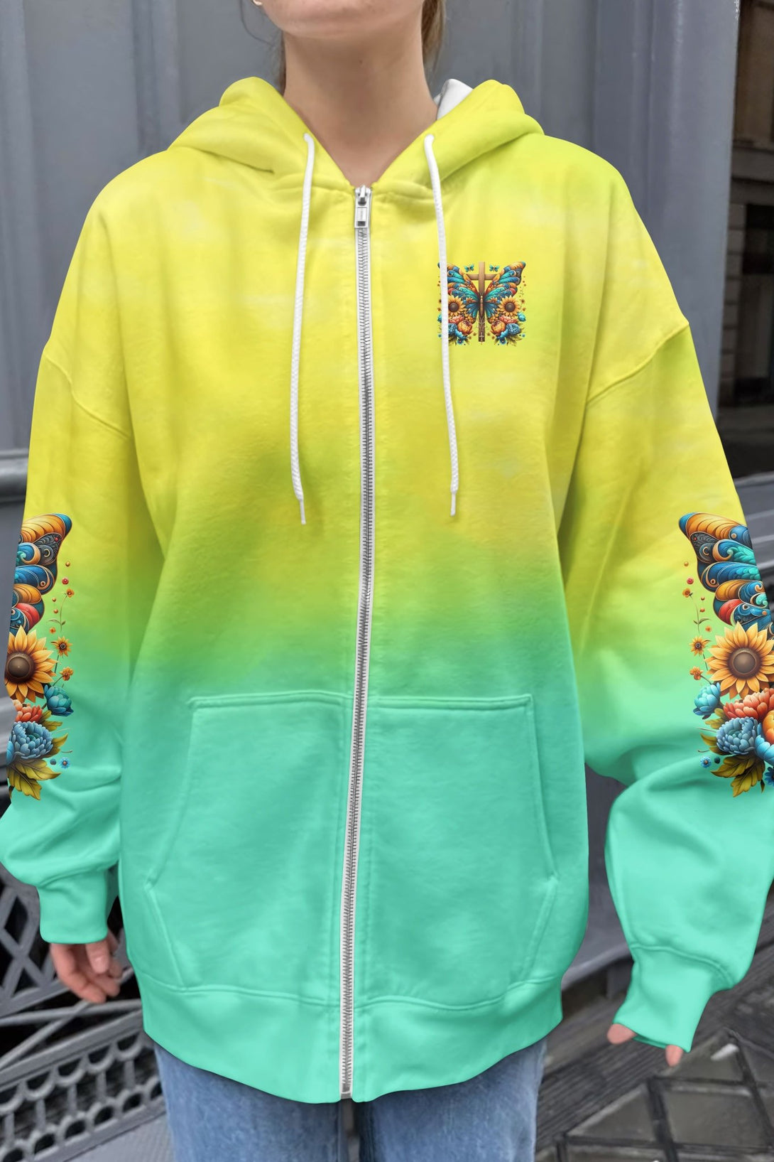 Faith Hope Love All Over Print Zip Hoodie - Christ Color