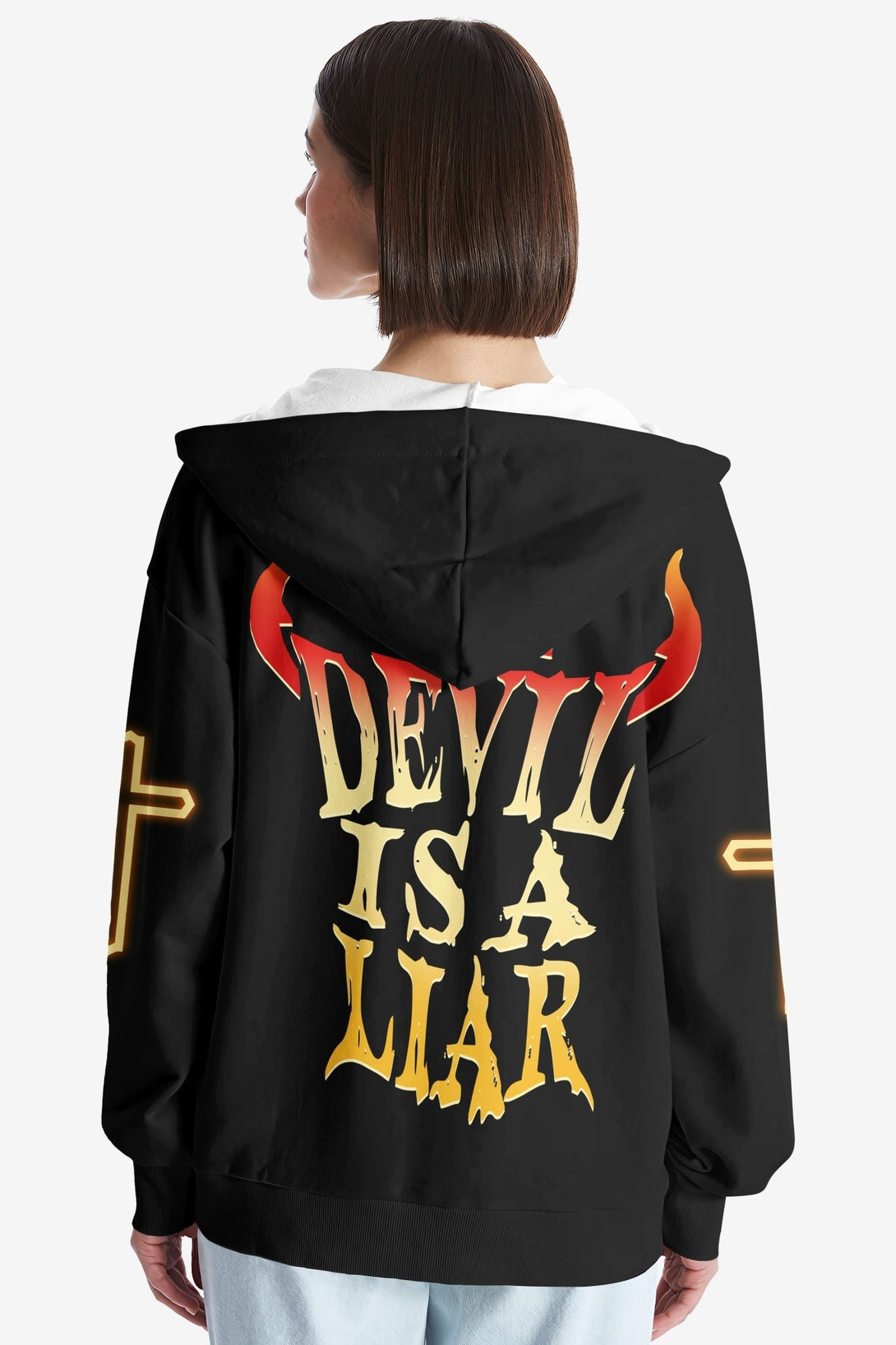 The Devil Is A Liar All Over Print Zip Hoodie - Christ Color