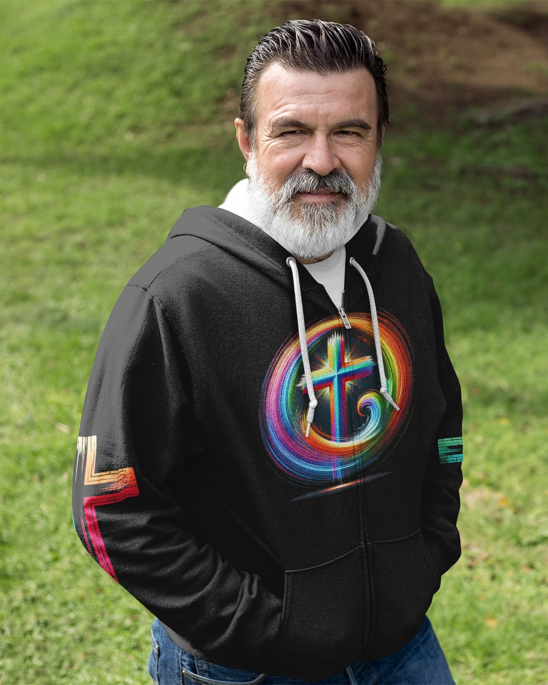 Rooted In Christ Jesus Is Light All Over Print Zip Hoodie - Christ Color