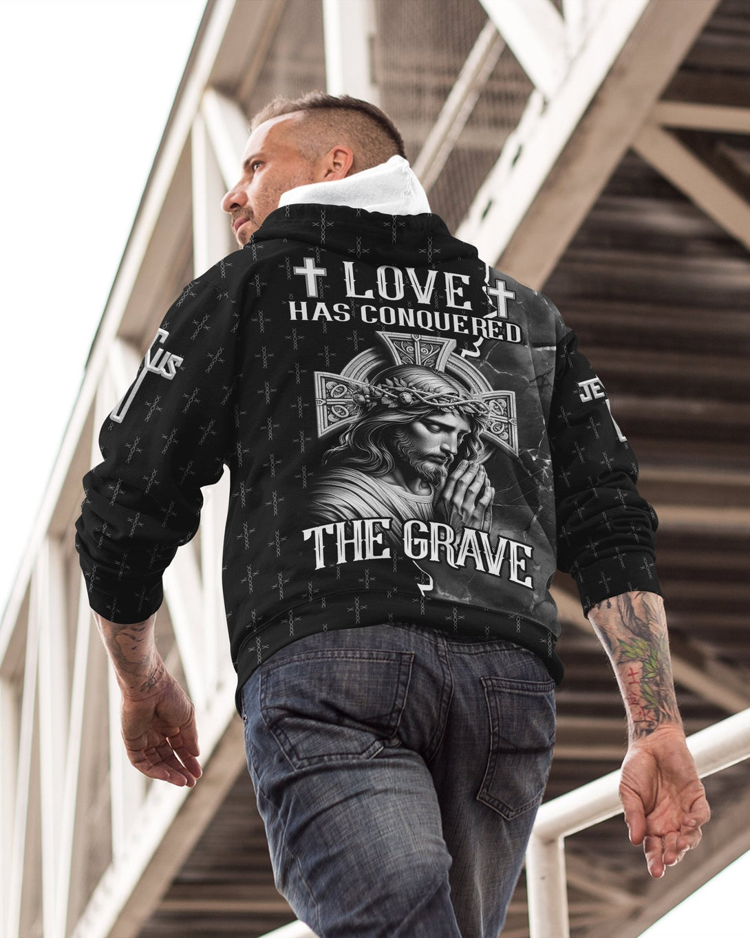 Love Has Conquered The Grave All Over Print Hoodie - Christ Color