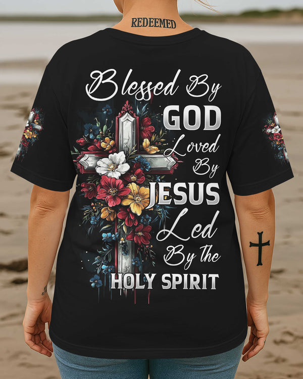 Blessed By God Loved By Jesus All Over Print T-Shirt