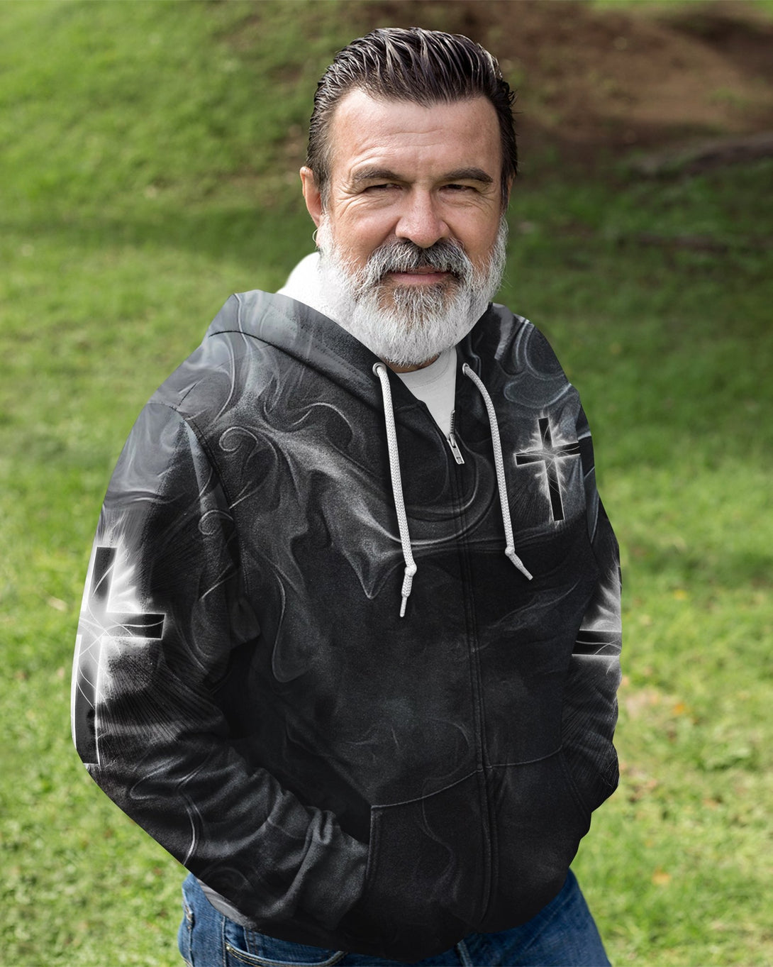 A Child Of God A Man Of Faith All Over Print Zip Hoodie - Christ Color