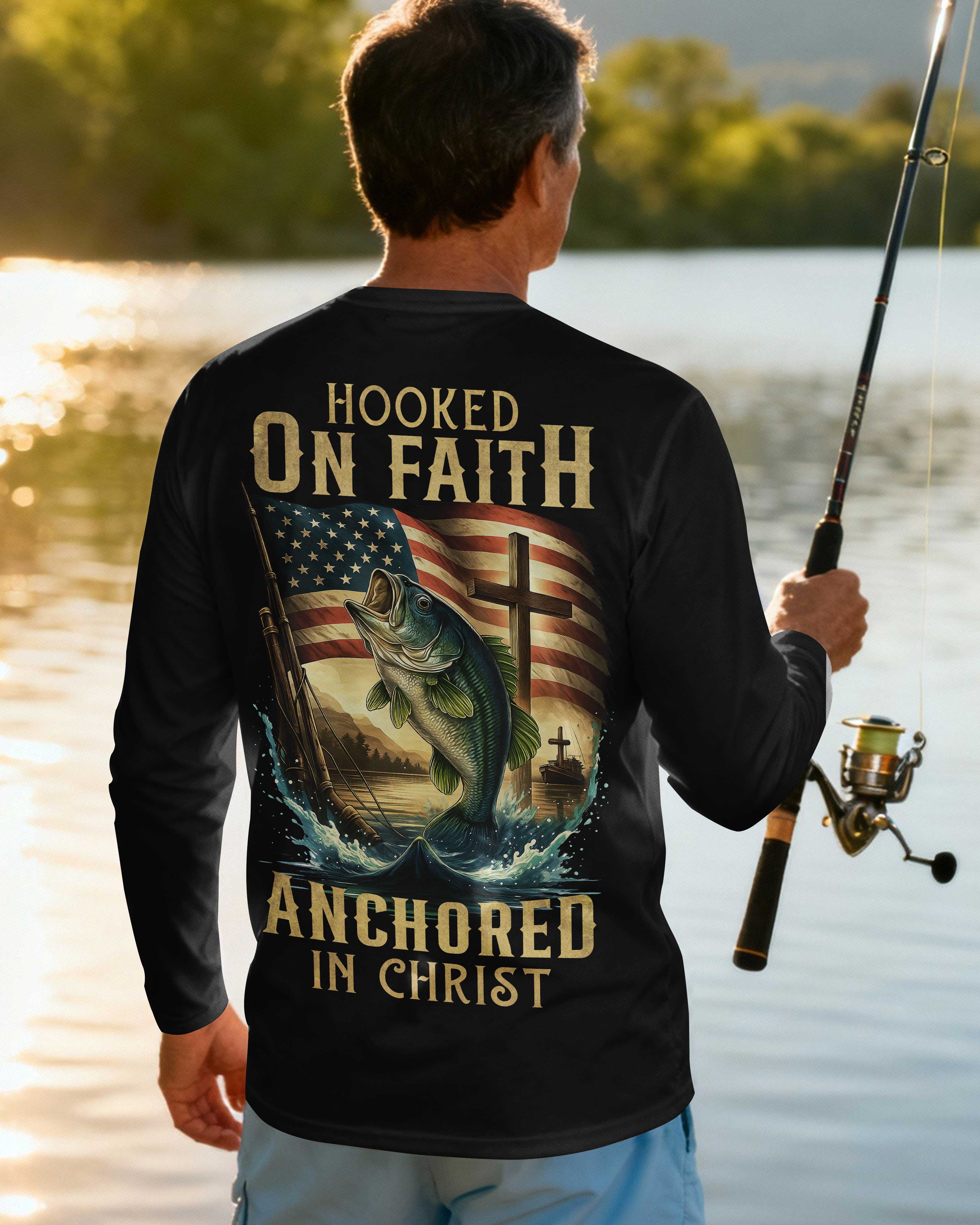 Hooked On Faith Anchored In Christ Long Sleeves T-Shirt