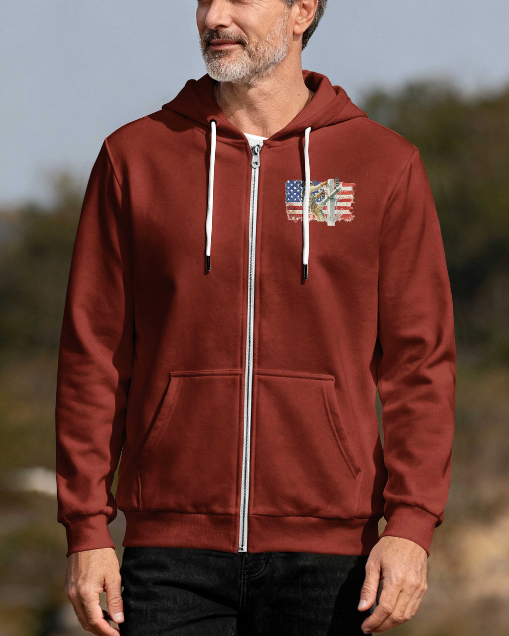 Retired Lineman Built By Grit Blessed By God Zip Hoodie