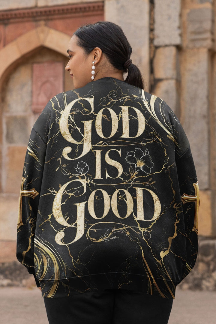 God Is Good All Over Print Sweater - Christ Color
