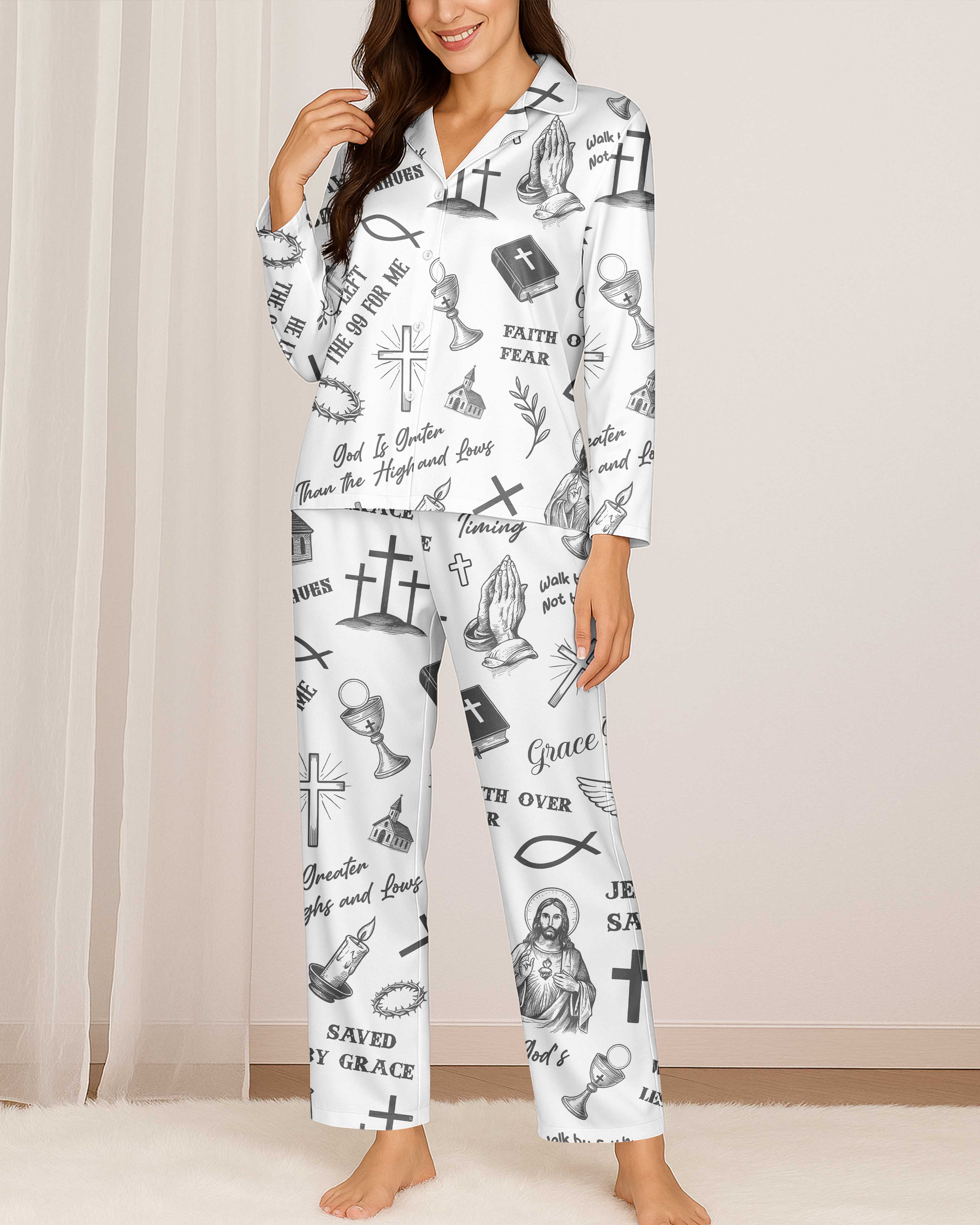 Jesus Saves Button Pajamas