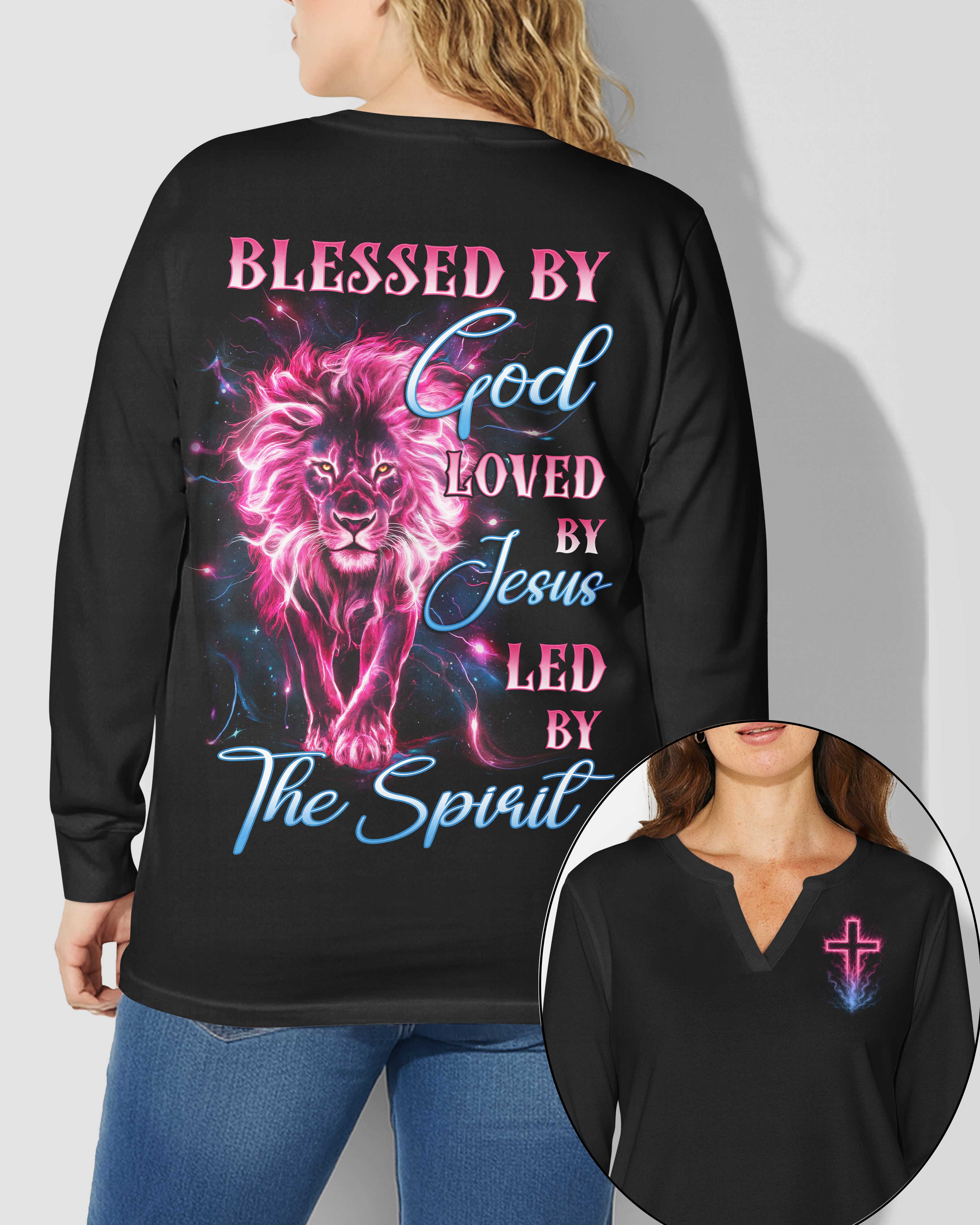 Blessed By God V-neck Long Sleeves Shirt