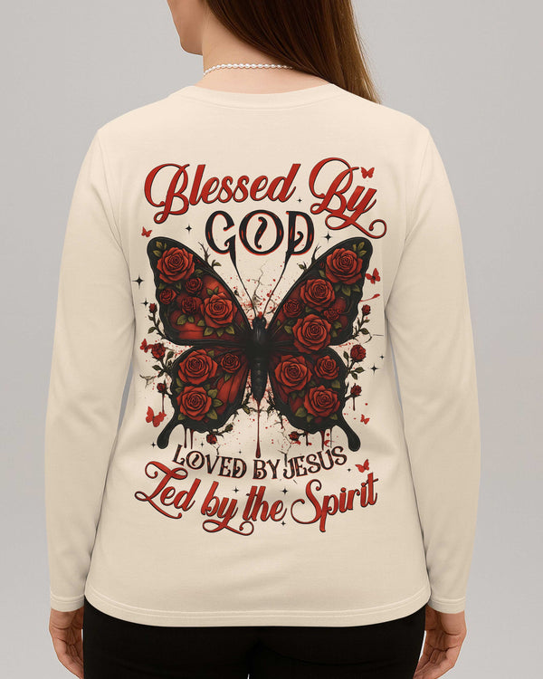 Blessed By God Loved By Jesus All Over Print V-neck Long Sleeves Shirt