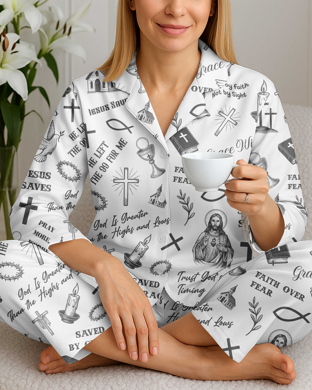 Jesus Saves Button Pajamas