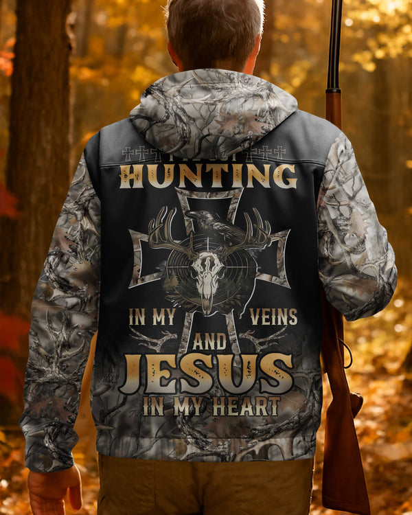 Hunting In My Veins And Jesus In My Heart All Over Print Outdoor Jacket