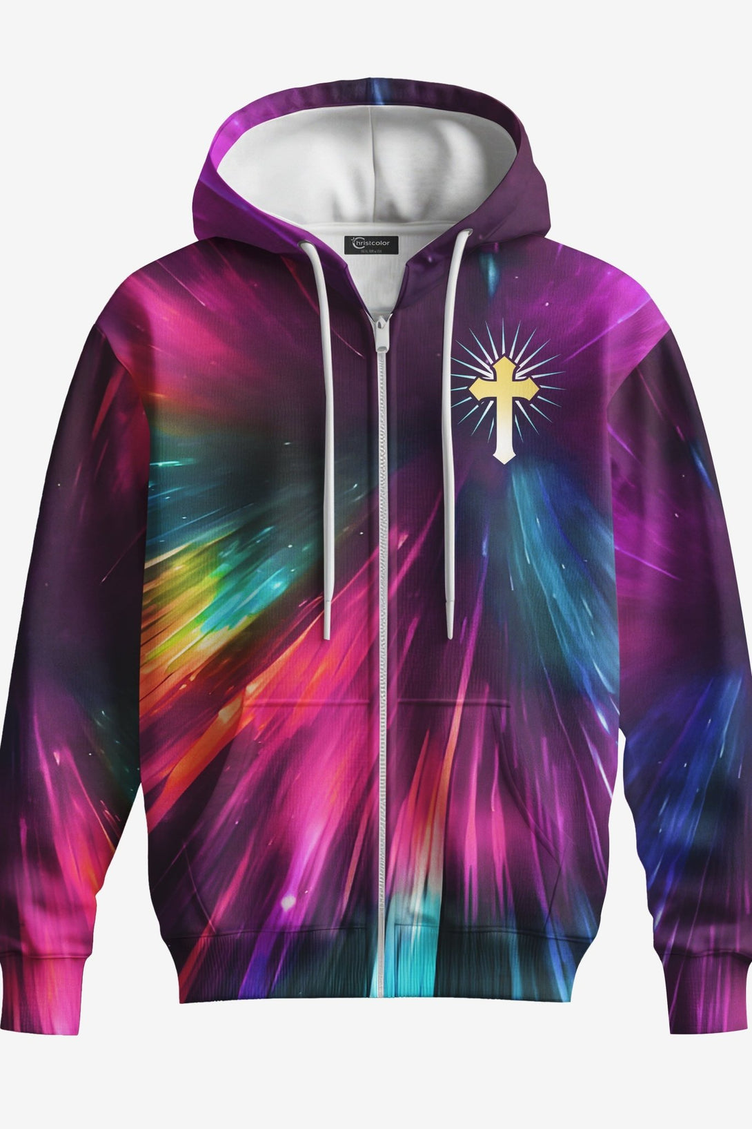 For God So Loved The World All Over Print Zip Hoodie - Christ Color