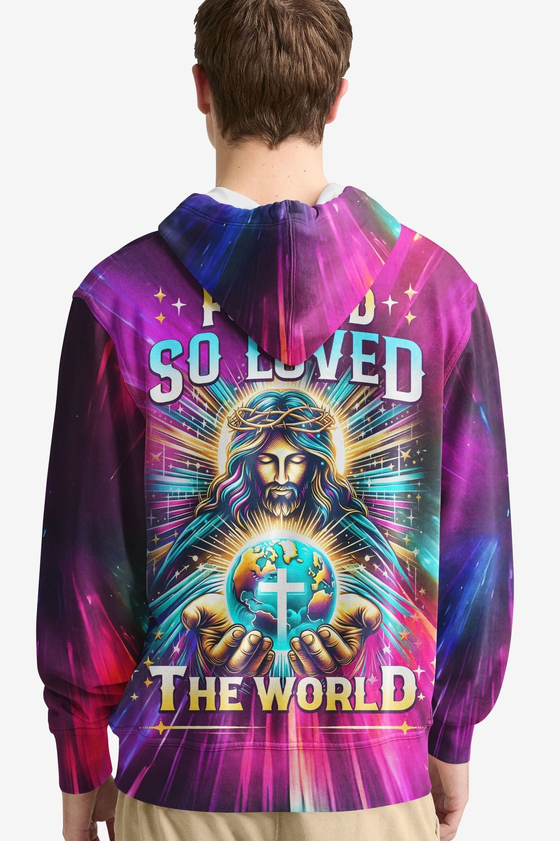 For God So Loved The World All Over Print Hoodie - Christ Color