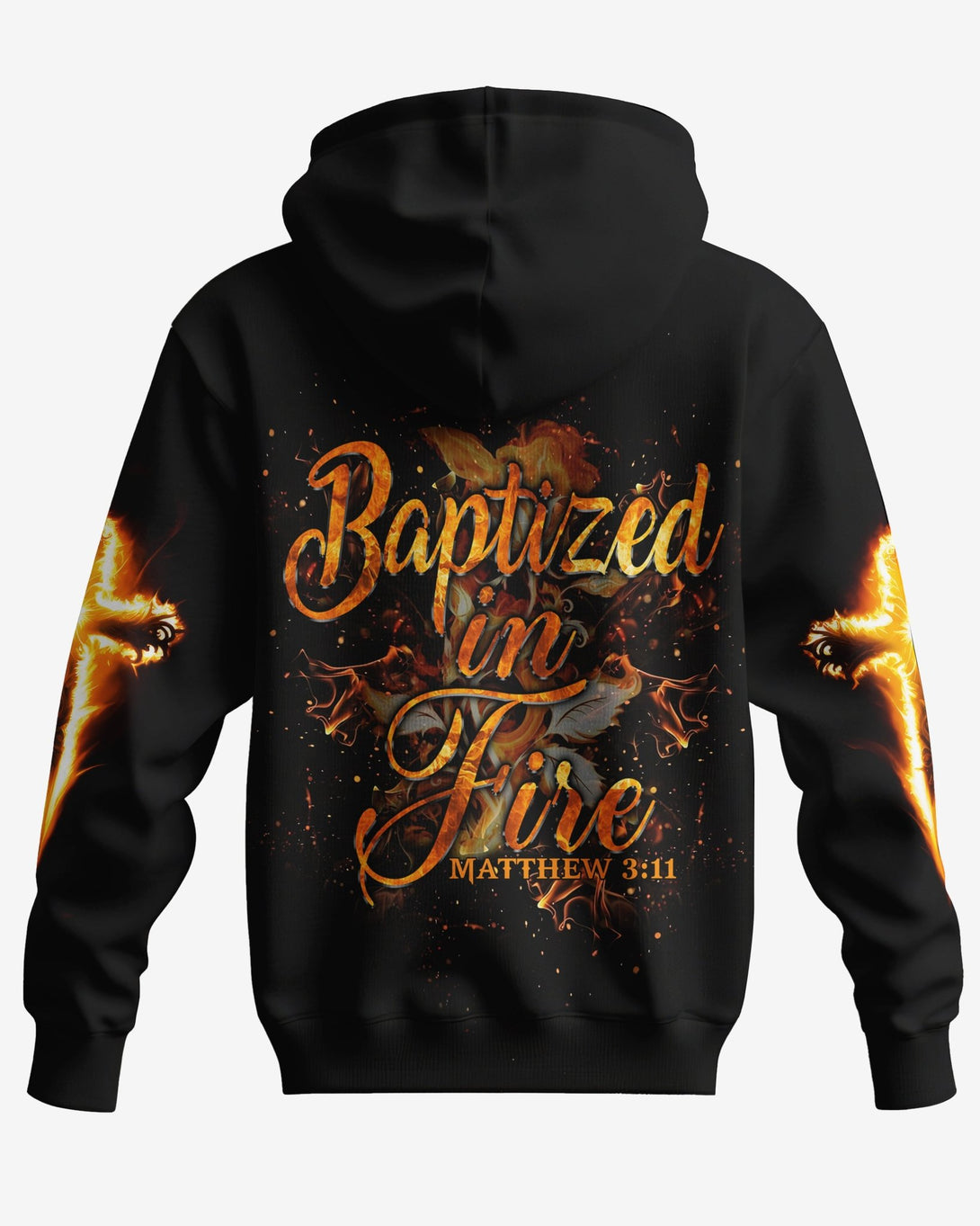 Baptized In Fire All Over Print Zip Hoodie - Christ Color