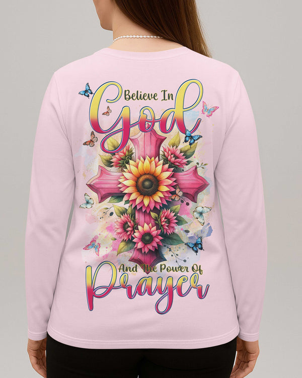 Believe In God And The Power Of Prayer V-neck Long Sleeves Shirt