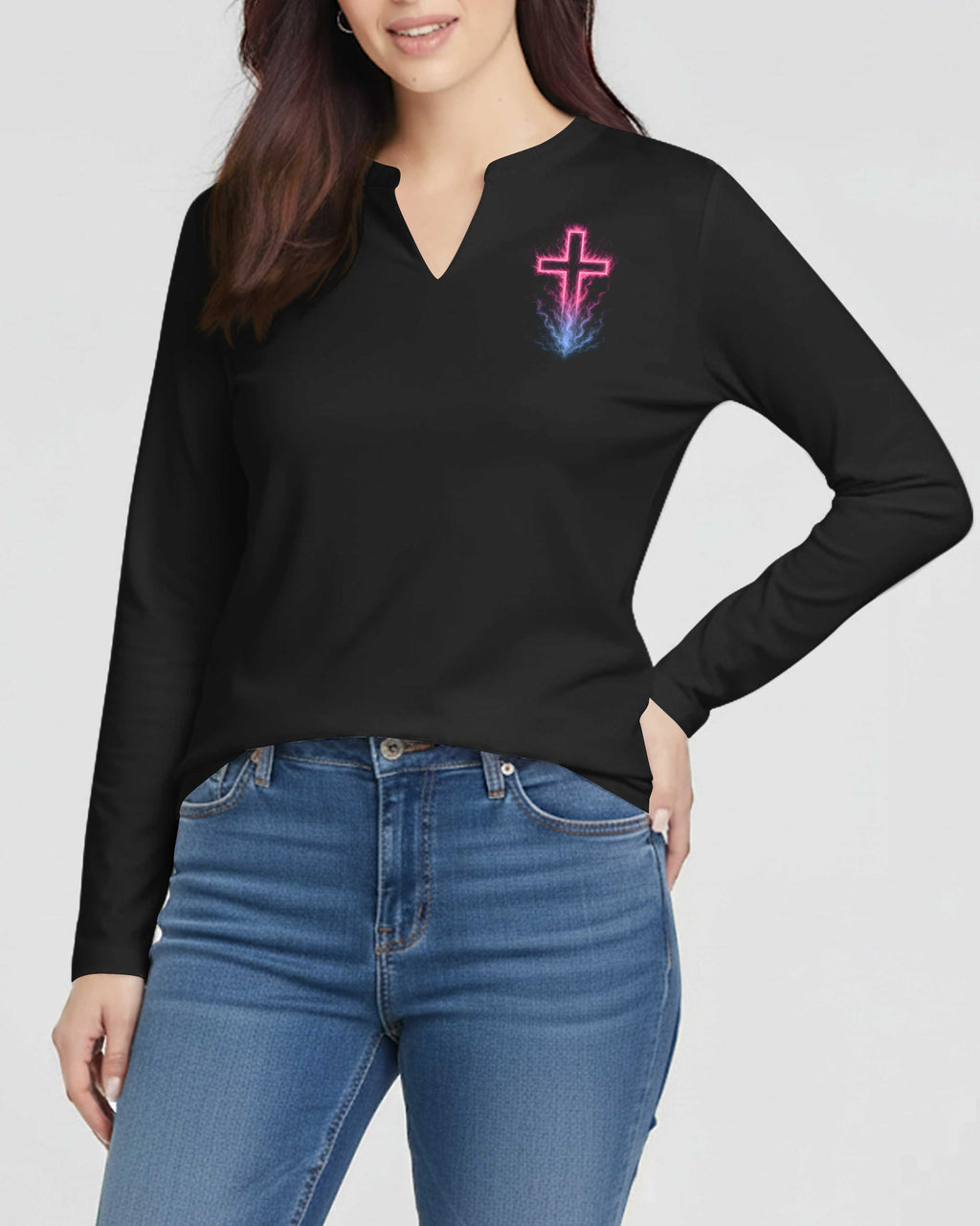 Blessed By God V-neck Long Sleeves Shirt
