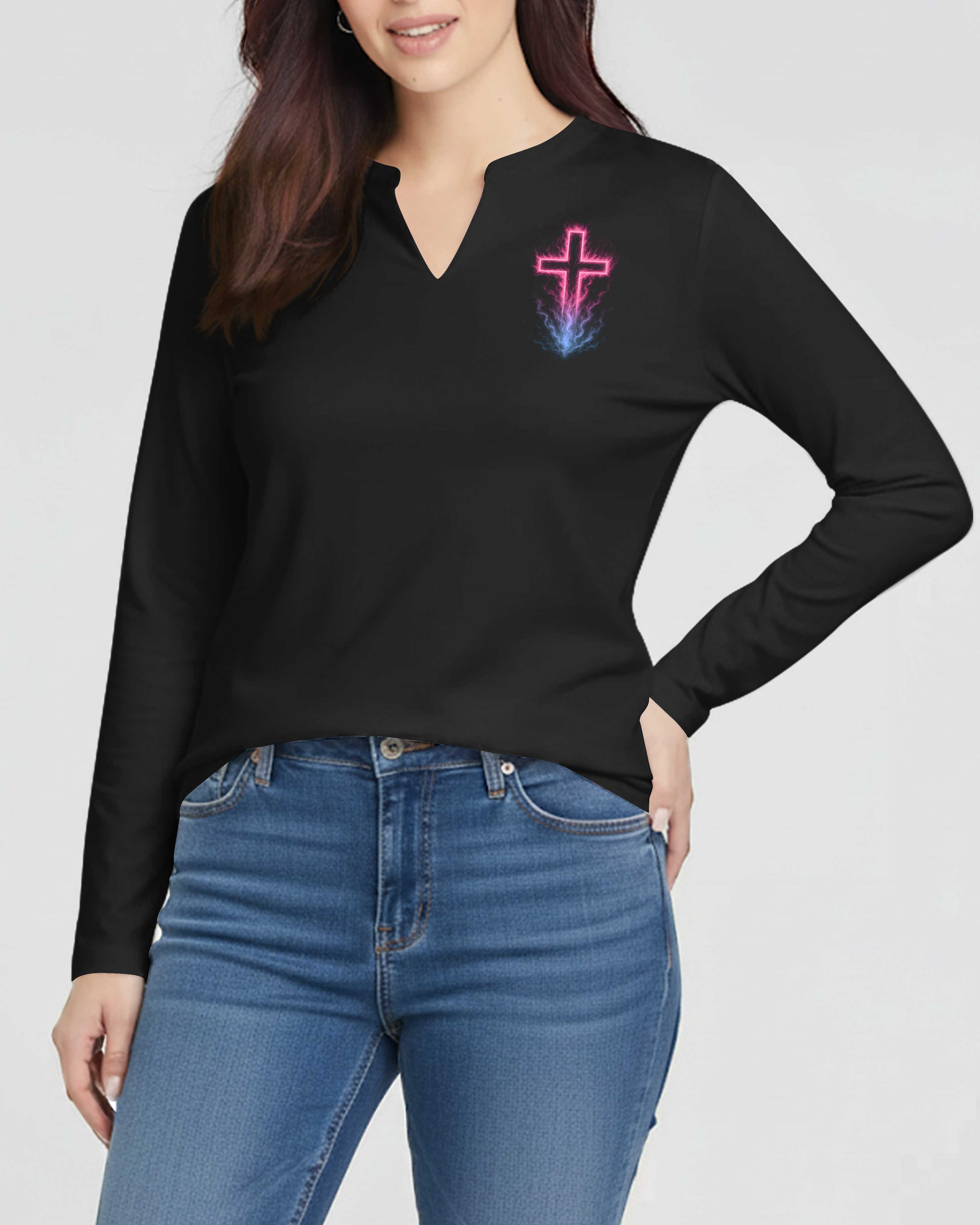 Blessed By God V-neck Long Sleeves Shirt