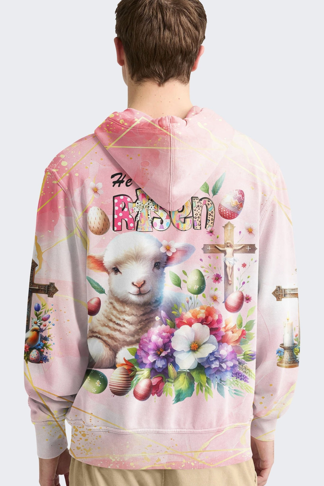 He Is Risen All Over Print Hoodie - Christ Color