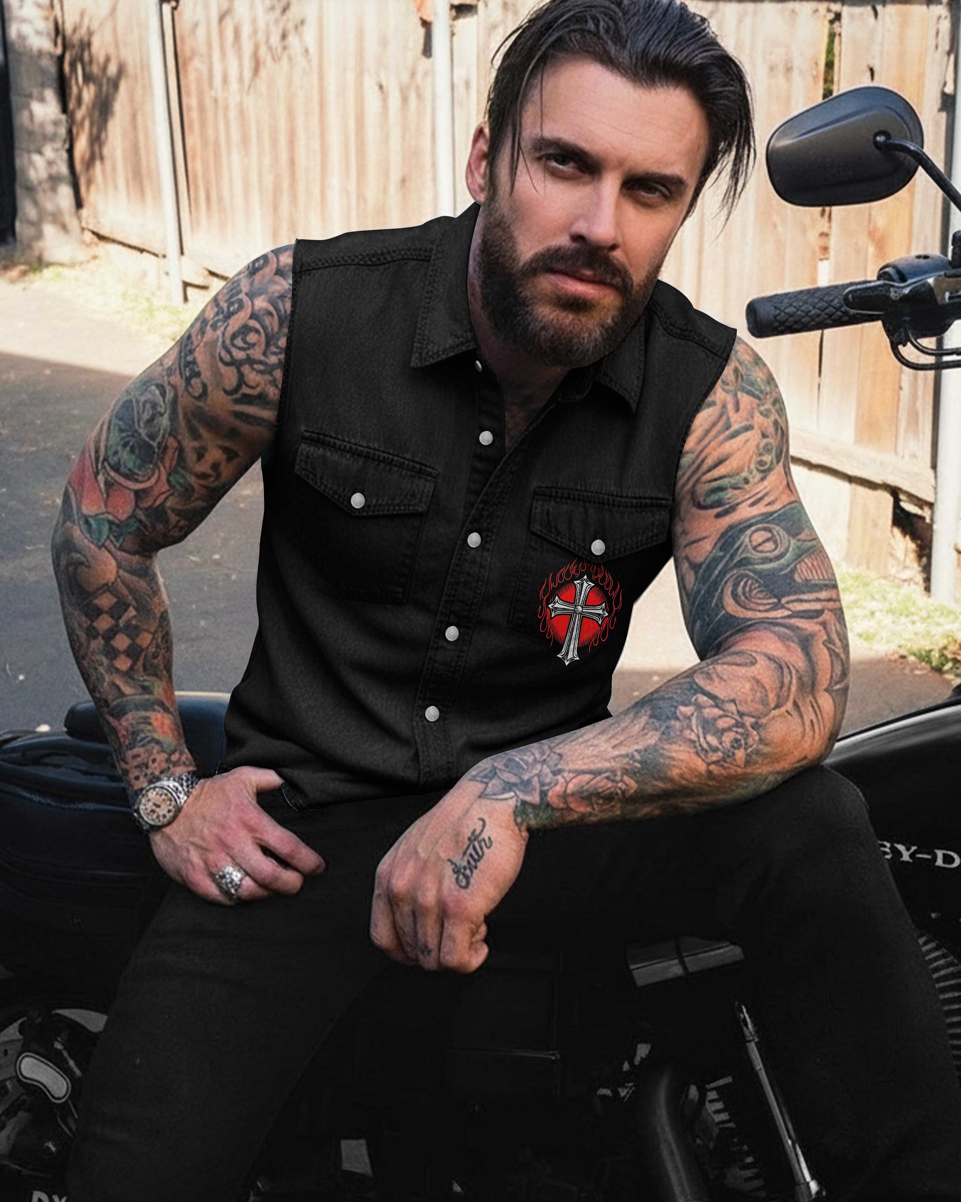 Heaven's Outlaws Sleevesless Denim T-Shirt