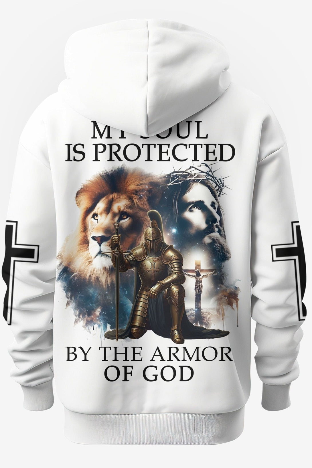My Soul Is Protected By The Armor Of God All Over Print Hoodie - Christ Color