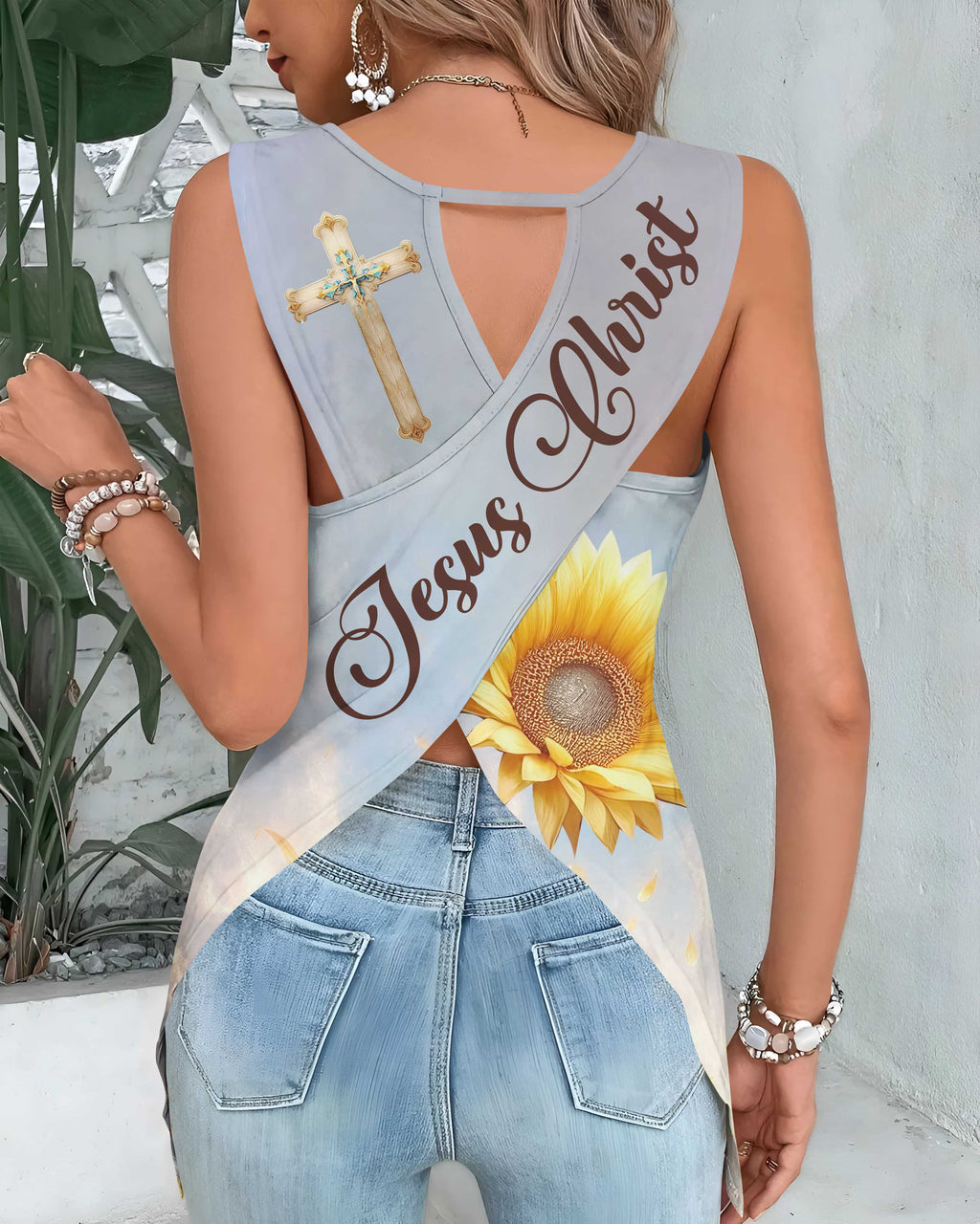 He Has Made Everything Beautiful In Its Time All Over Print Cut Out Wrap Back Tank Top