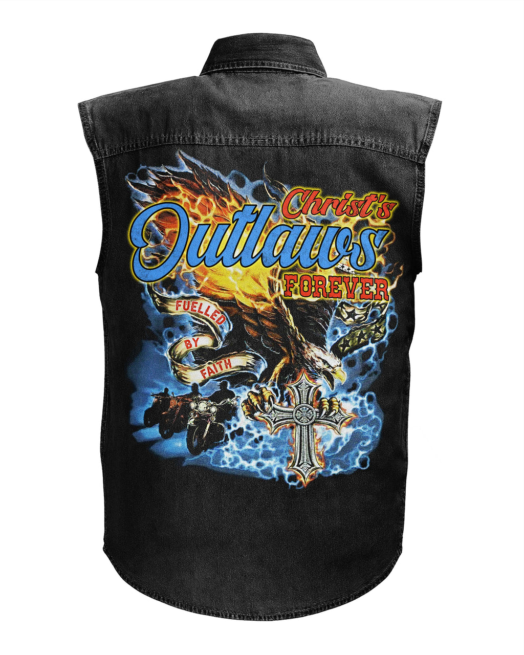 Christ's Outlaws For Sleevesless Denim T-Shirt