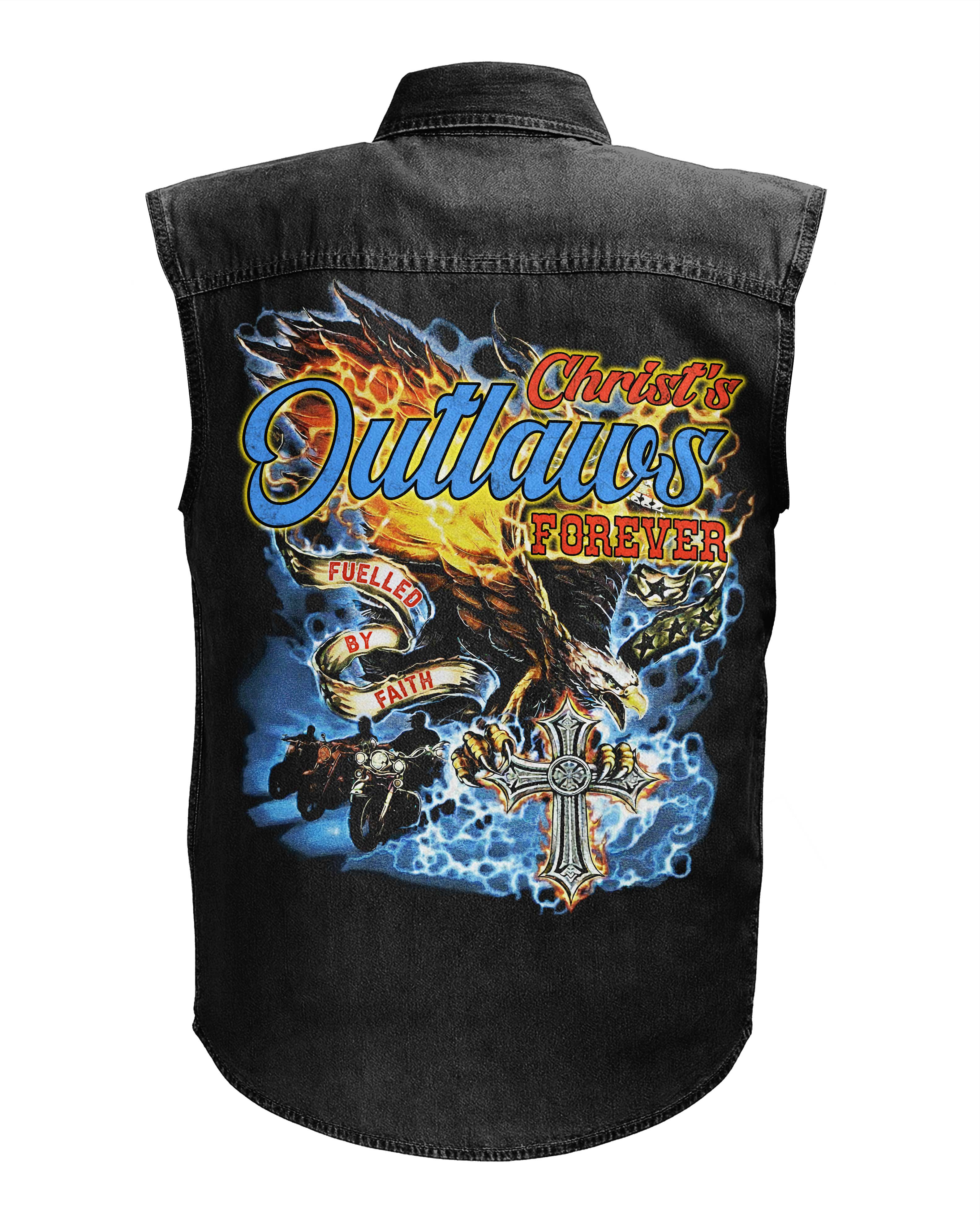 Christ's Outlaws For Sleevesless Denim T-Shirt