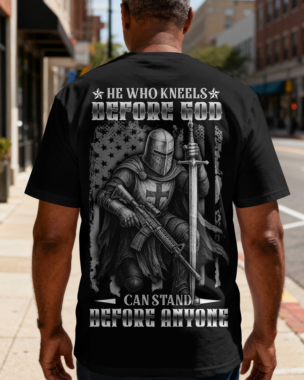 He Who Kneels Before God Can Stand Before Anyone All Over Print T-Shirt
