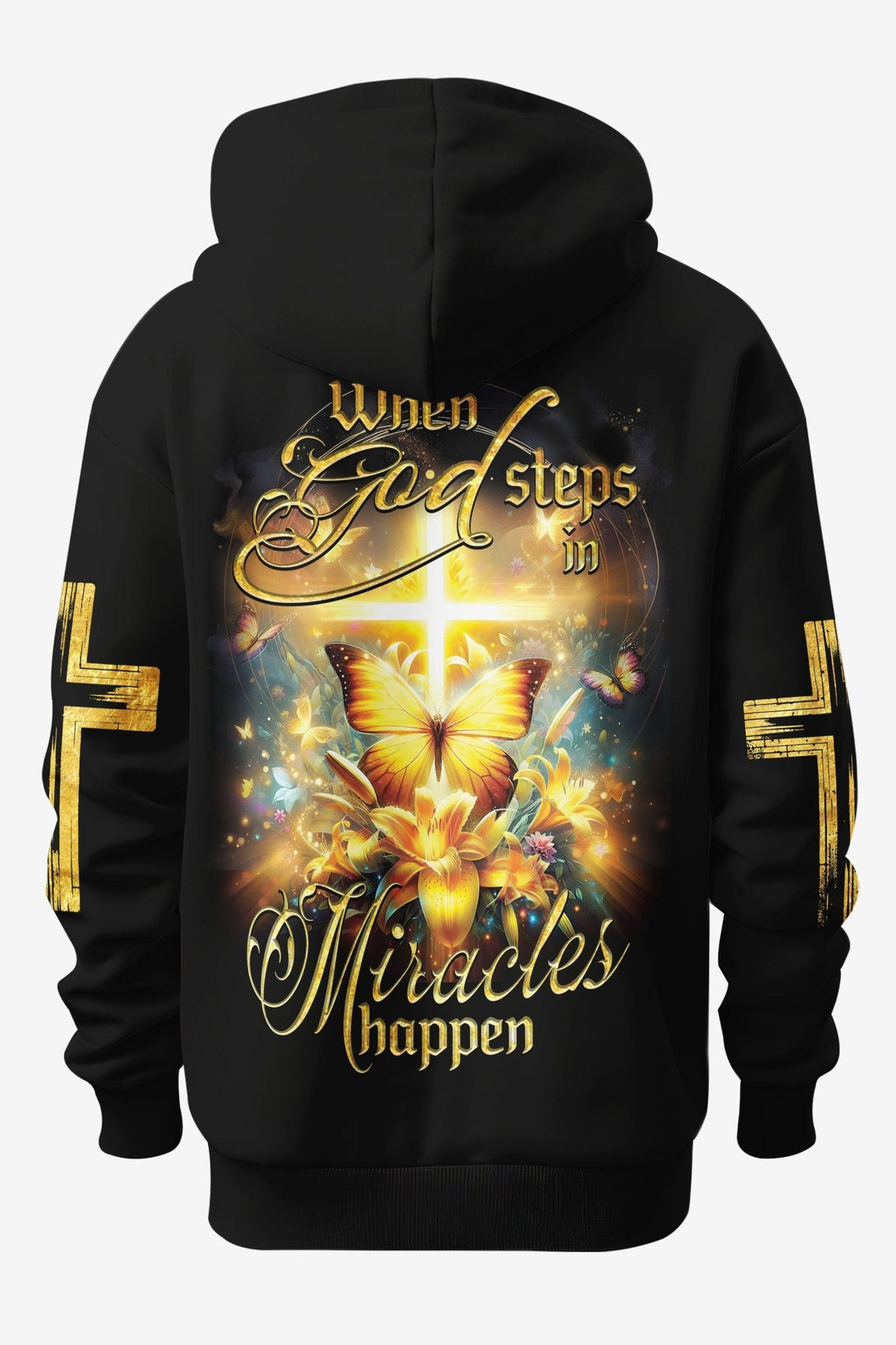 God Steps In Miracles Happen All Over Print Hoodie - Christ Color