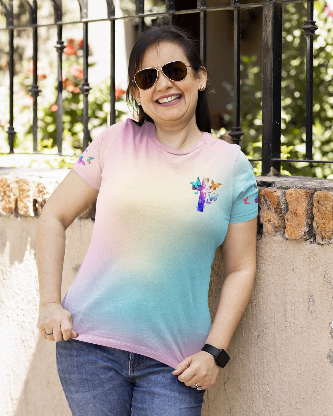 Butterfly Faith Hope Love All Over Print T-shirt - Christ Color