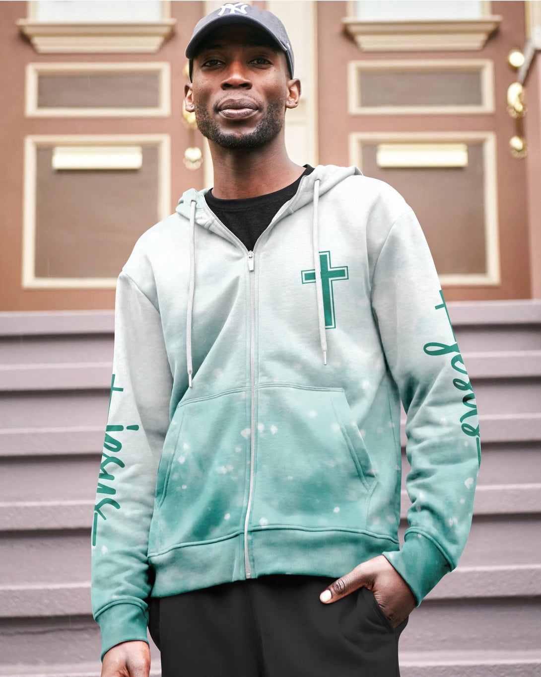 Jesus Is My Living Hope All Over Print Zip Hoodie - Christ Color