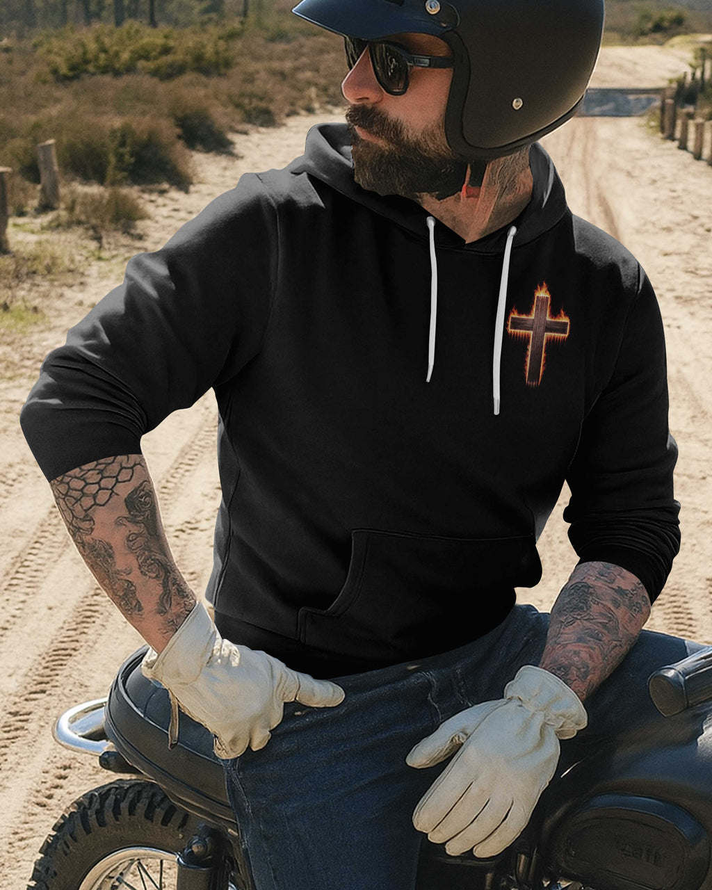 Two Wheels One Cross Endless Grace All Over Print Hoodie