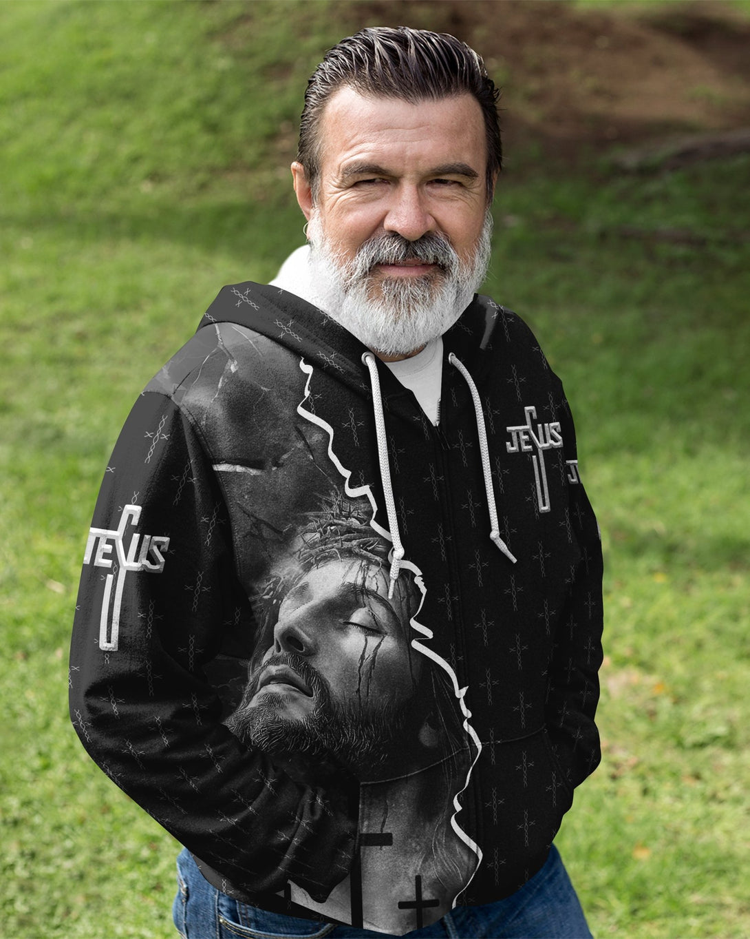 Love Has Conquered The Grave All Over Print Zip Hoodie - Christ Color