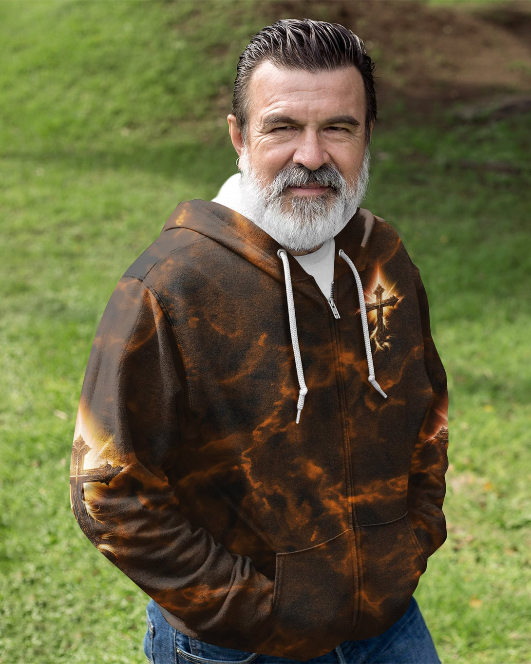 A Child Of God A Man Of Faith A Warrior Of Christ All Over Print Zip Hoodie - Christ Color