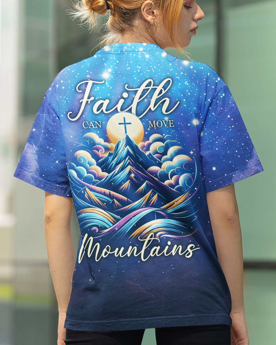 Faith Can Move Mountains All Over Print T-shirt - Christ Color