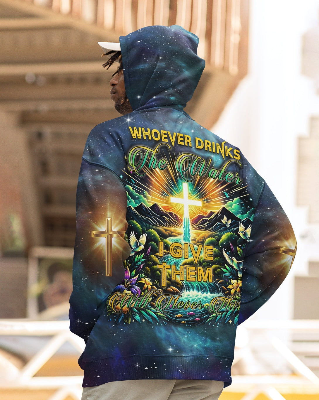 Whoever Drinks The Water I Give Them Will Never Thirst All Over Print Zip Hoodie - Christ Color