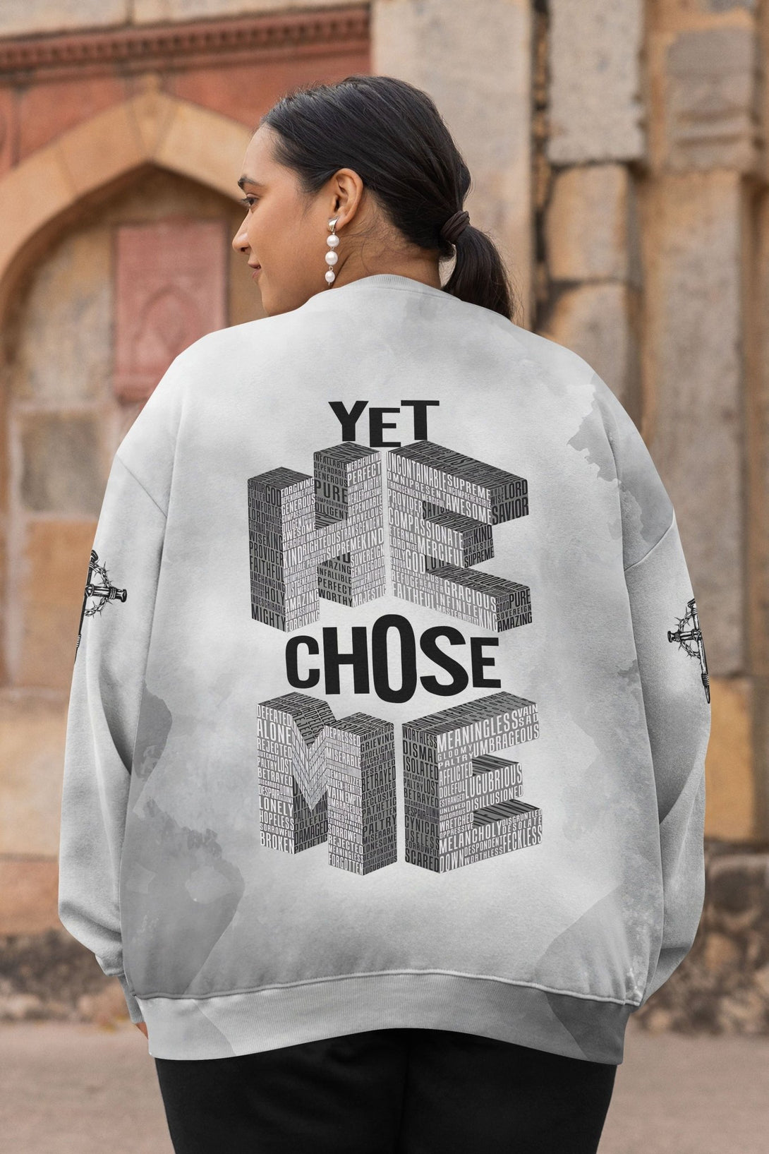 Yet He Chose Me All Over Print Sweater - Christ Color