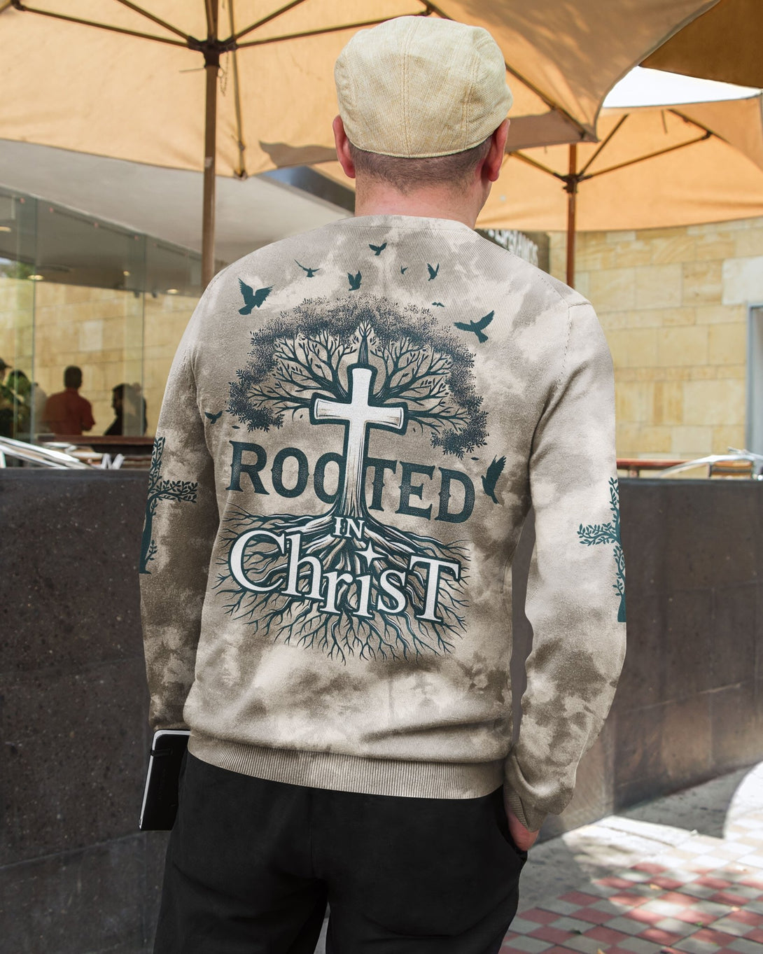 Rooted In Christ All Over Print Sweater - Christ Color