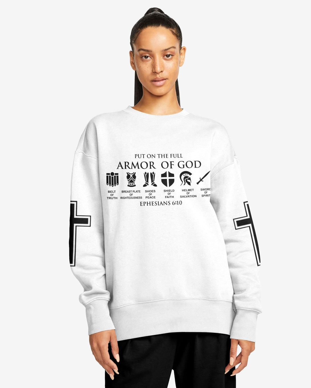 My Soul Is Protected By The Armor Of God All Over Print Sweater - Christ Color