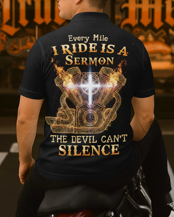 Every Mile I Ride Is A Sermon The Devil Can't Silence All Over Print Polo