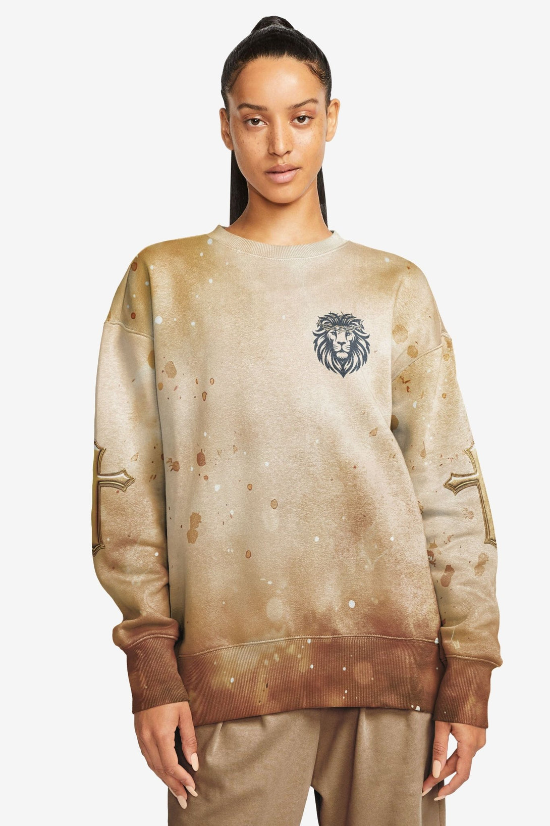 Behold The Lion Of The Tribe Of Judah Has Triumphed All Over Print Sweater - Christ Color