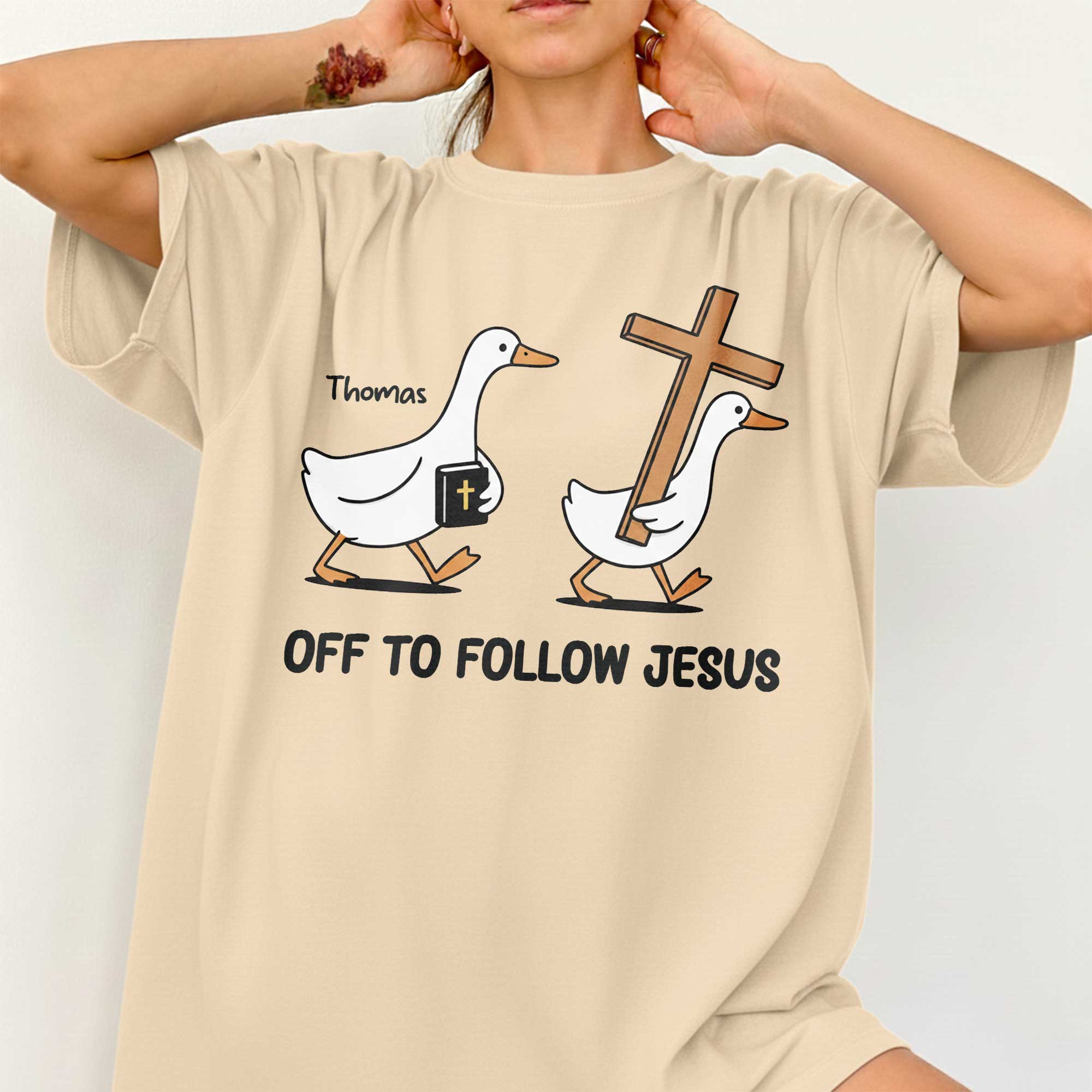 Off To Follow Jesus Personalized Goose T-Shirt