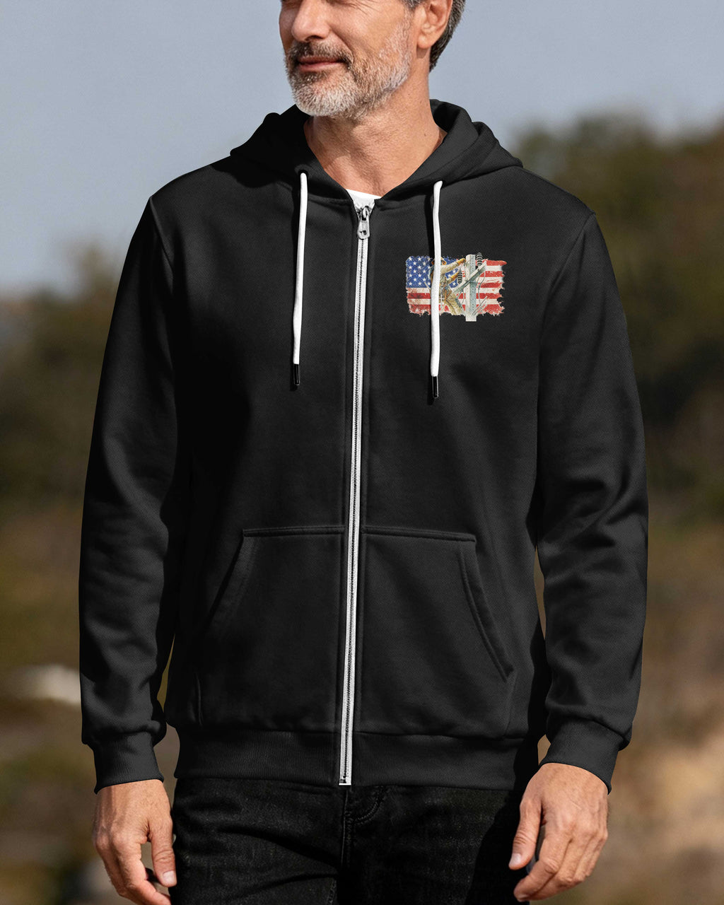 Retired Lineman Built By Grit Blessed By God Zip Hoodie