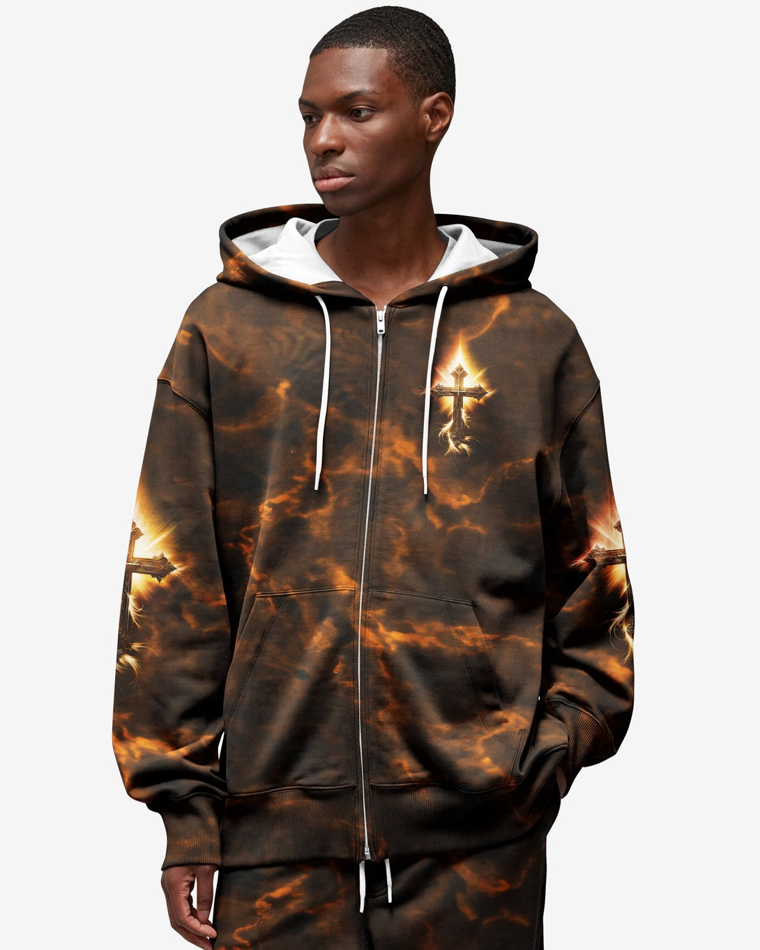 A Child Of God A Man Of Faith A Warrior Of Christ All Over Print Zip Hoodie - Christ Color