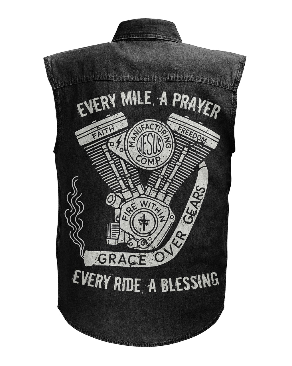 Every Mile A Prayer Sleevesless Denim T-Shirt
