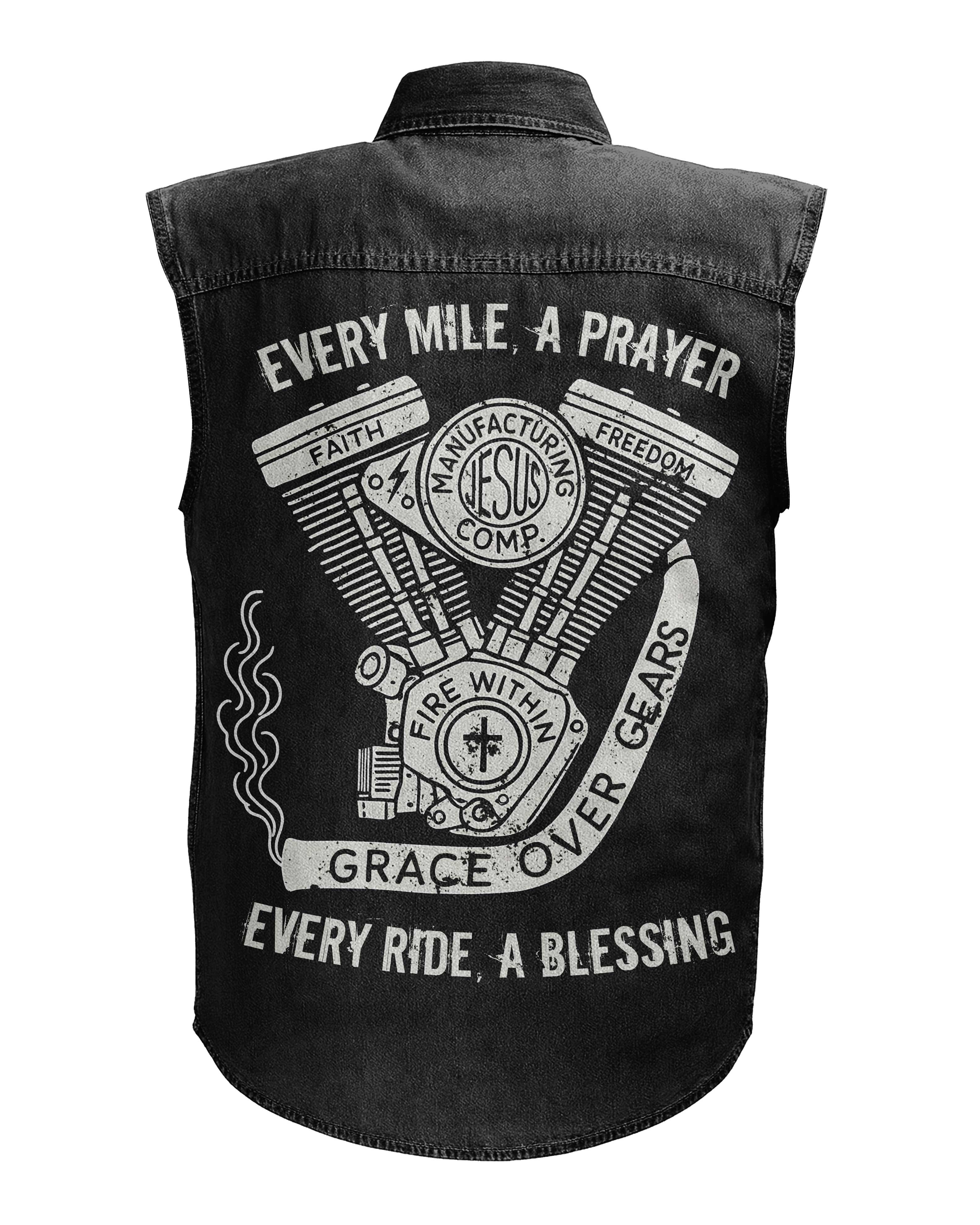 Every Mile A Prayer Sleevesless Denim T-Shirt
