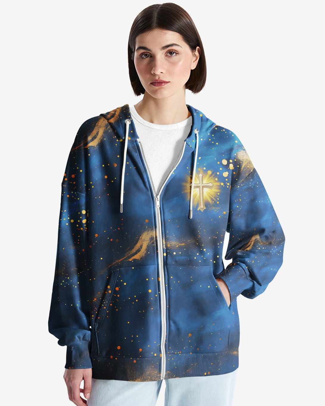 Faith Hope Love & Salvation All Over Print Zip Hoodie - Christ Color