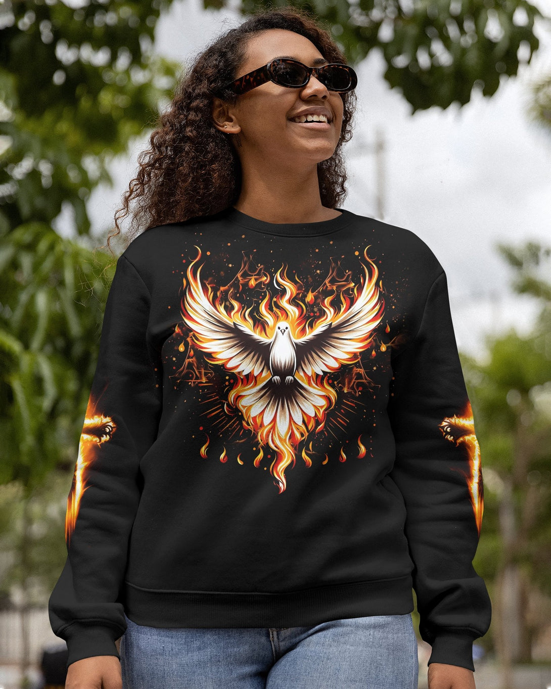 Baptized In Fire All Over Print Sweater - Christ Color