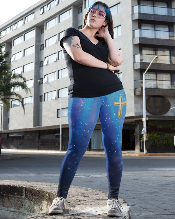 Faith Can Move Mountains All Over Print Leggings - Christ Color
